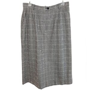 Pendleton 100% Wool Skirt Plaid Gray Black Vintage 12 Lined Pockets Made in USA
